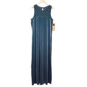 CAROLE LITTLE Long Dress Crushed Velvet Lace Stretchy Piccadilly Gown Size 12